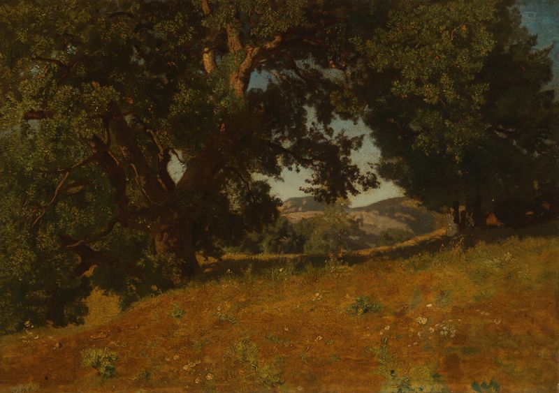 Landscape by Eugene Blery, oil painting depicting a vast horizon with soft hues.