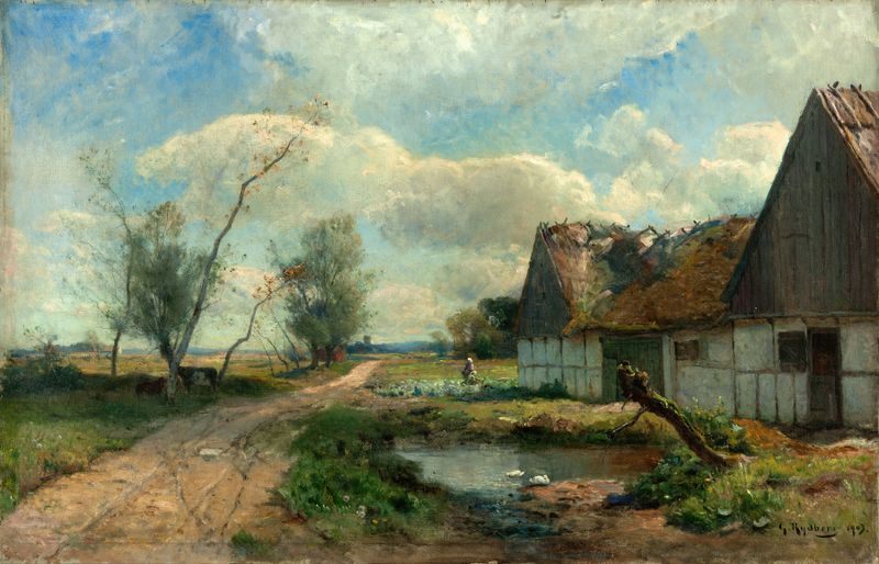Landscape from Scania with Farm, óleo sobre lienzo de Gustaf Rydberg