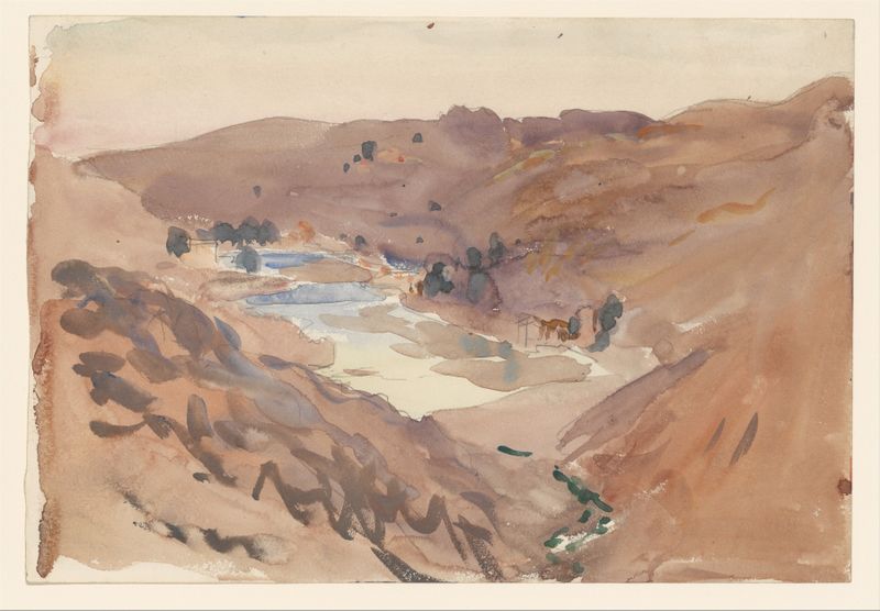 Toledo de John Singer Sargent, óleo sobre lienzo, presenta un paisaje vibrante con un horizonte dramático.