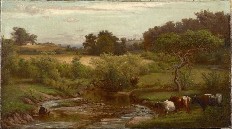 Pintura a óleo de Joseph Oriel Eaton com um rio e colinas.