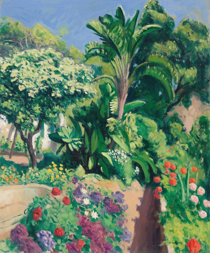 Pintura a óleo de Albert Marquet retratando um jardim vibrante com flores e folhagem