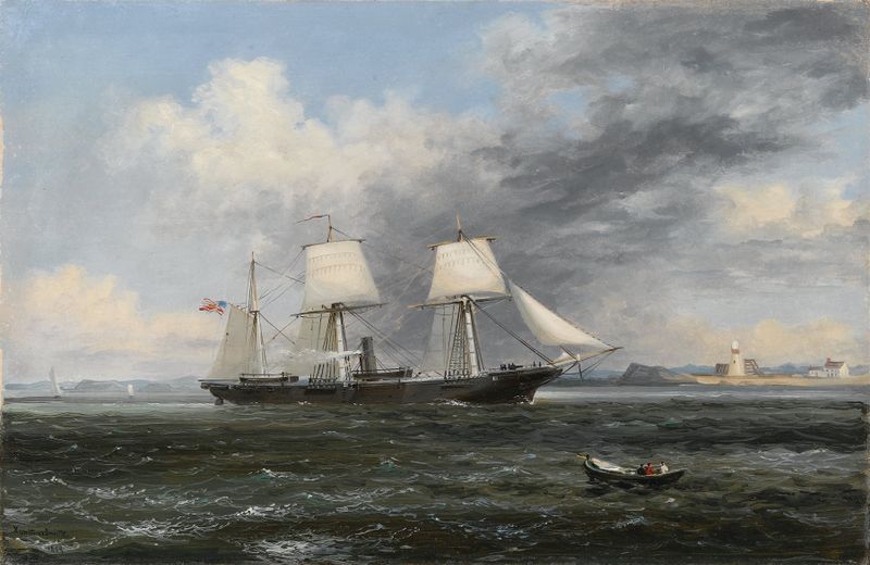 United States Steamer Kearsage leaving Boston Harbor, oil on canvas by Xanthus Russell Smith
