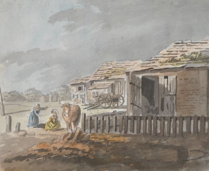 Figures on the Farm by James Miller, realism, depicting laborers in vibrant fields