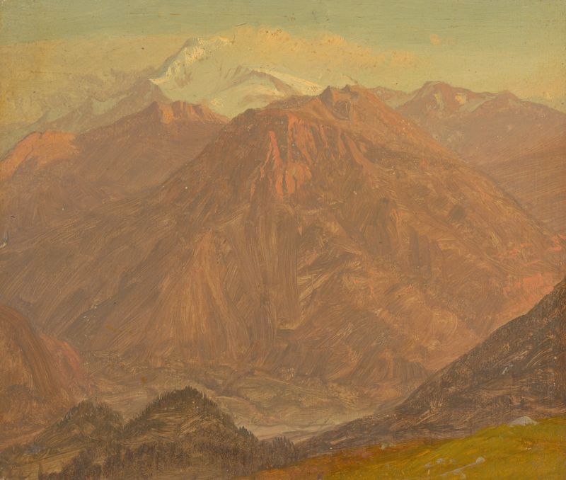 Paisaje de montañas en Colombia o Ecuador, óleo sobre lienzo de Frederic Edwin Church