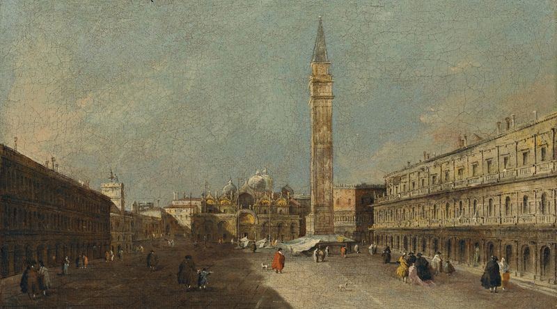Cena de Veneza com a Basílica, óleo sobre tela de Francesco Guardi