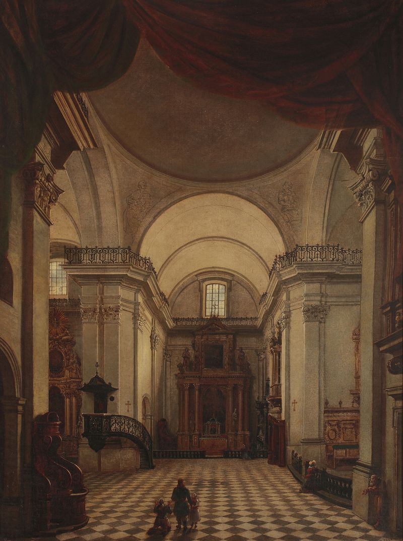 Interior of the Holy Cross Church in Warsaw, oil on canvas by Marcin Zaleski
