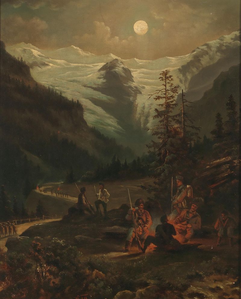 On Guard by Theodor Von Hörmann, oil painting depicting a glacier landscape.