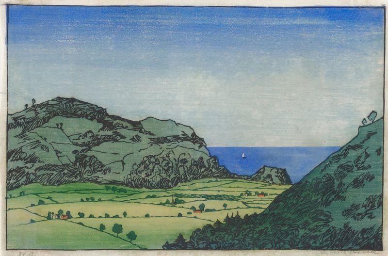Seaside Landscape by Elizabeth Colwell, oil painting depicting a serene shoreline and ocean.