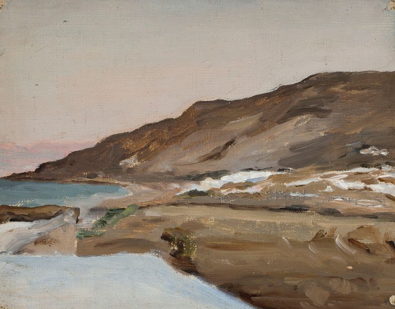 Graveyard in Tiberias, pintura a óleo de Jan Ciągliński com lápides e um céu nublado.