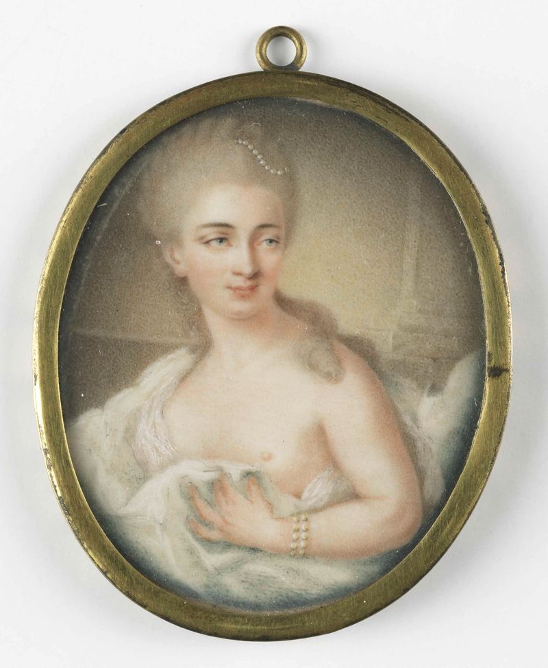 Retrato de una joven en marfil de un artista desconocido