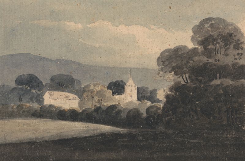 Landscape with a Church among Trees, oil on canvas by William Pearson