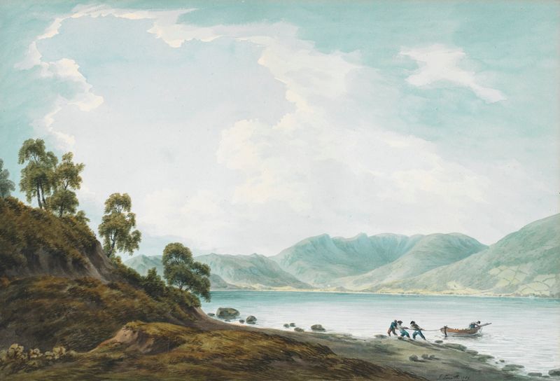 Head of Windermere from Belle Grange Farm by John Warwick Smith, oil painting of a serene landscape.