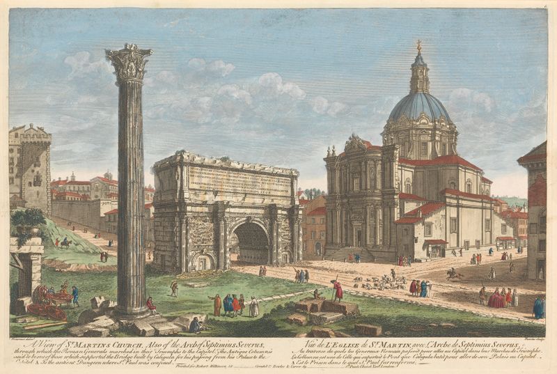 A view of St. Martin’s Church and the Arch of Septimius Severus by Thomas Bowles III, unknown medium