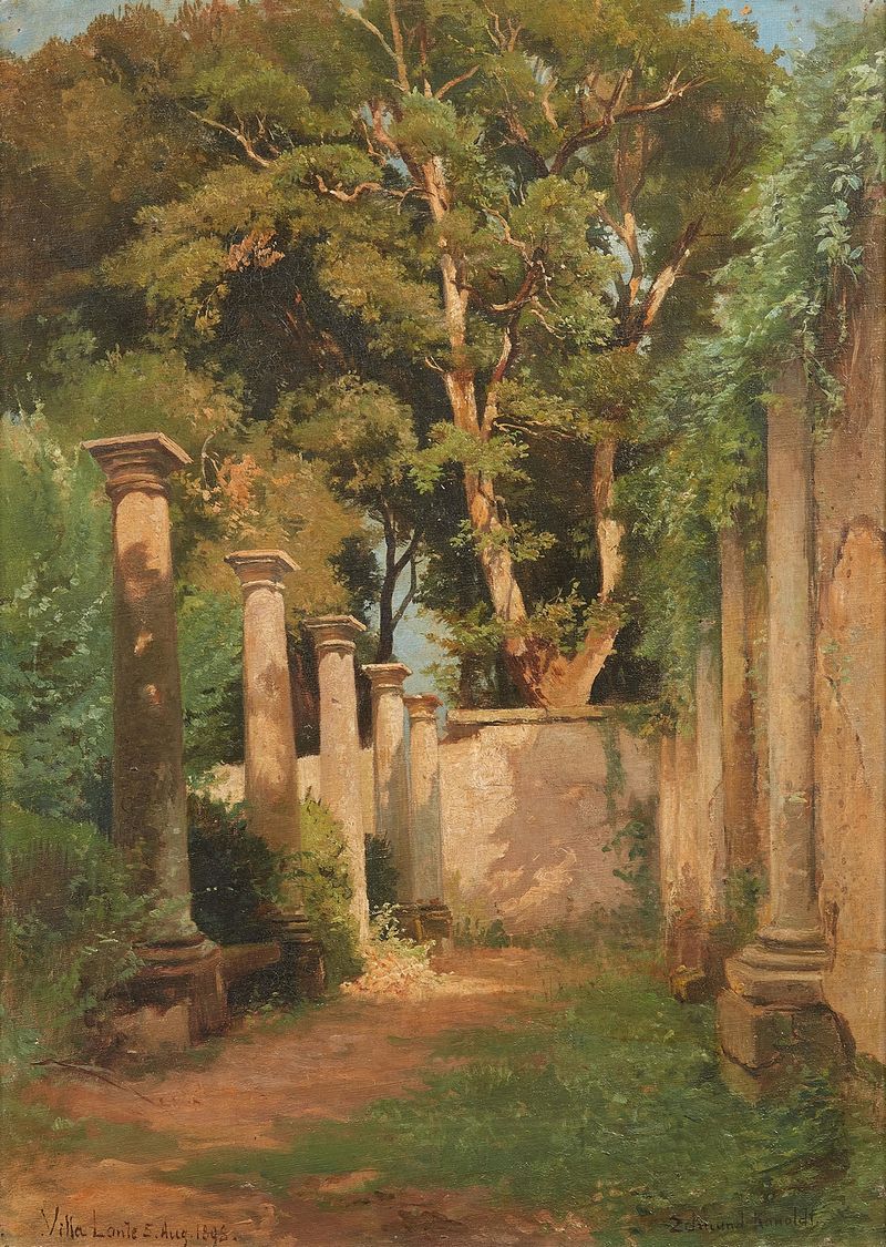 Säulen im Park der Villa Lante in Bagnaia, oil on canvas by Edmund Friedrich Kanoldt