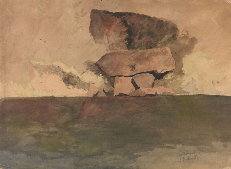 Still life of stone blocks by Gustav Wentzel, oil painting featuring interplay of light and shadow.