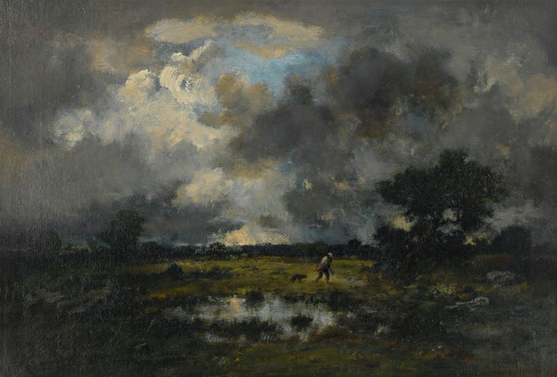Paisagem com nuvens tempestuosas, pintura a óleo de Narcisse-Virgile Diaz de La Peña