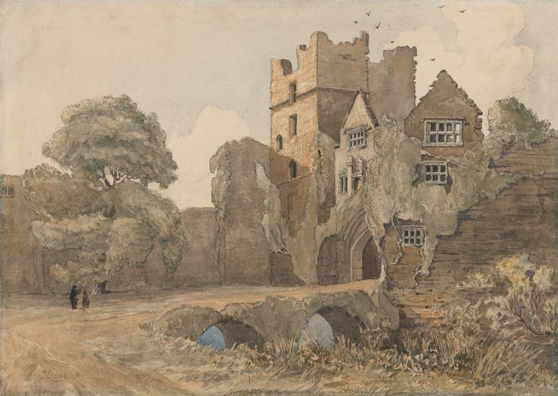 The Keep and Gate, Ludlow Castle by Thomas Lound, oil painting depicting a castle landscape.