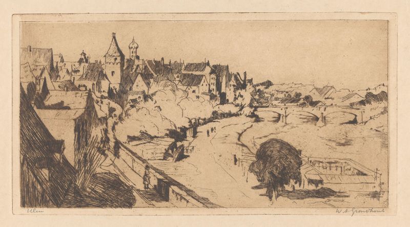 Paisagem com águas cintilantes e reflexos, pintura a óleo de Willem Adrianus Grondhout