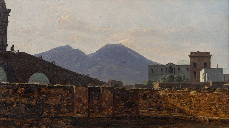 Vesuvius Seen from St January Bridge, Nápoles, óleo sobre tela de Gustaf Söderberg