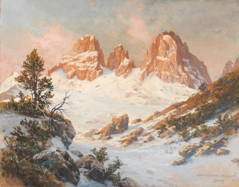Landscape of Langkofelgruppe by Georg Janny, oil painting