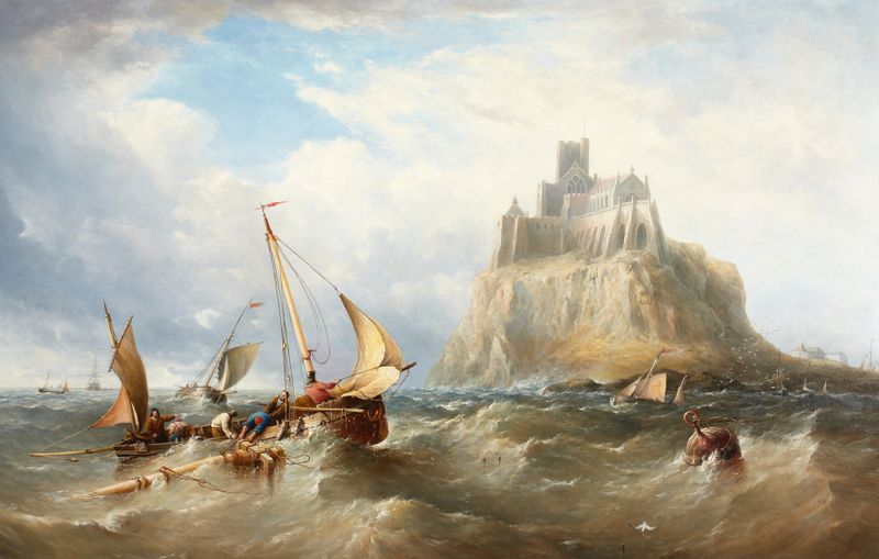 St. Michael’s Mount, Cornwall oil painting by Henry King Taylor depicting a coastal scene.