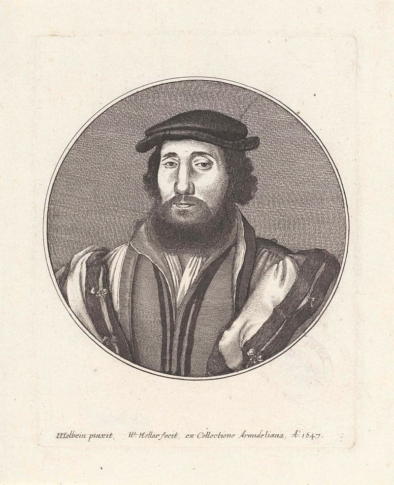 Retrato de um homem barbudo com baret, gravura de Wenceslaus Hollar