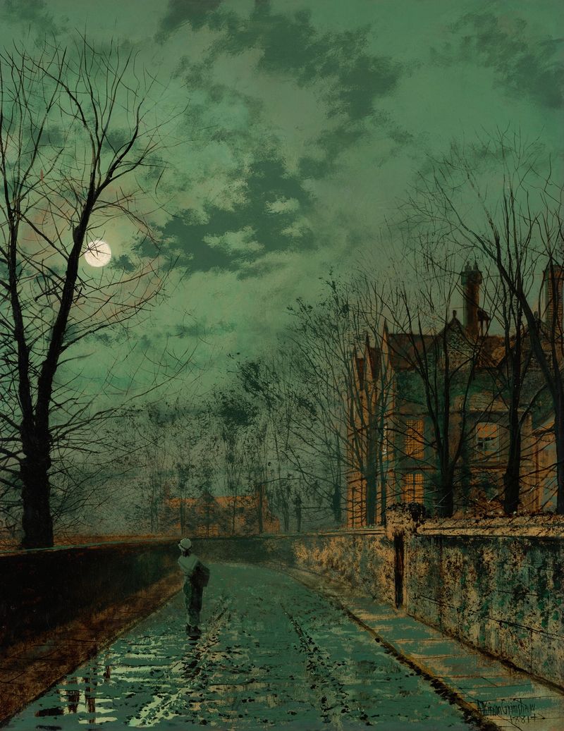 Un camino cerca de Chester, óleo sobre lienzo de John Atkinson Grimshaw