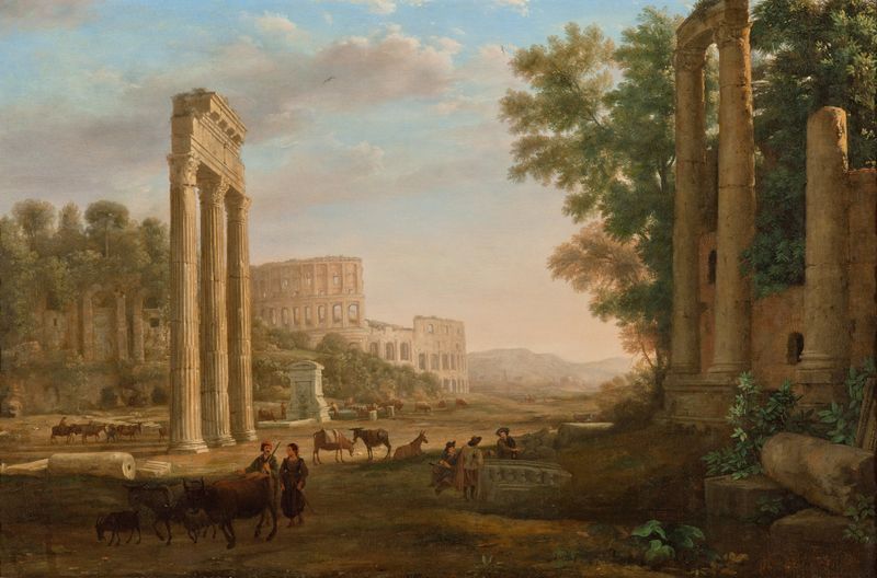 Capriccio com ruínas do Fórum Romano, óleo sobre tela de Claude Lorrain