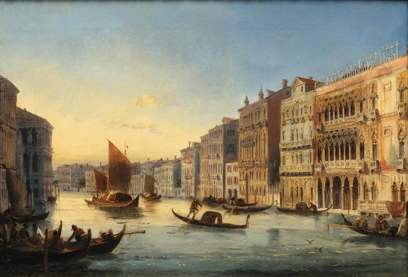 Rococo architecture of Ca‘ d‘Oro reflected in the Grand Canal by Carlo Grubas