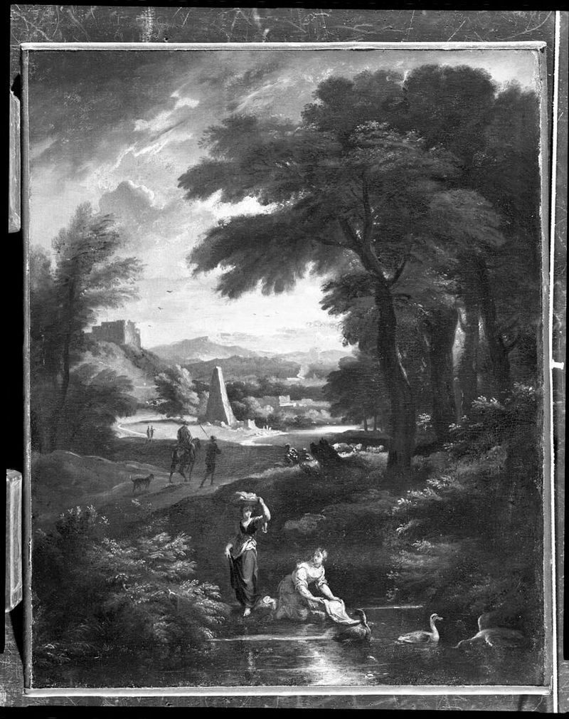 Paisaje clásico con dos mujeres, óleo sobre lienzo de Pieter Mulier el Joven