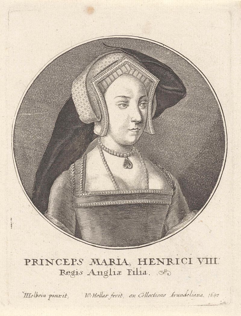 Gravura da Rainha Maria Tudor por Wenceslaus Hollar