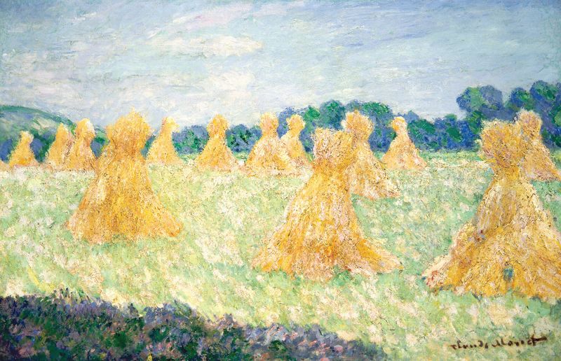 Las jóvenes de Giverny, efecto del sol de Claude Monet, pintura al óleo de dos jóvenes en la luz del sol.