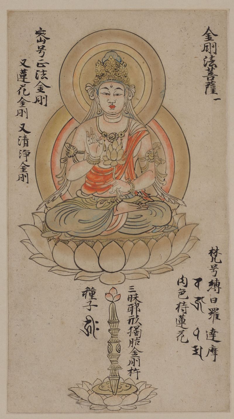 Bodhisattva Sentado, siglo XII, medio papel de Takuma Tametō