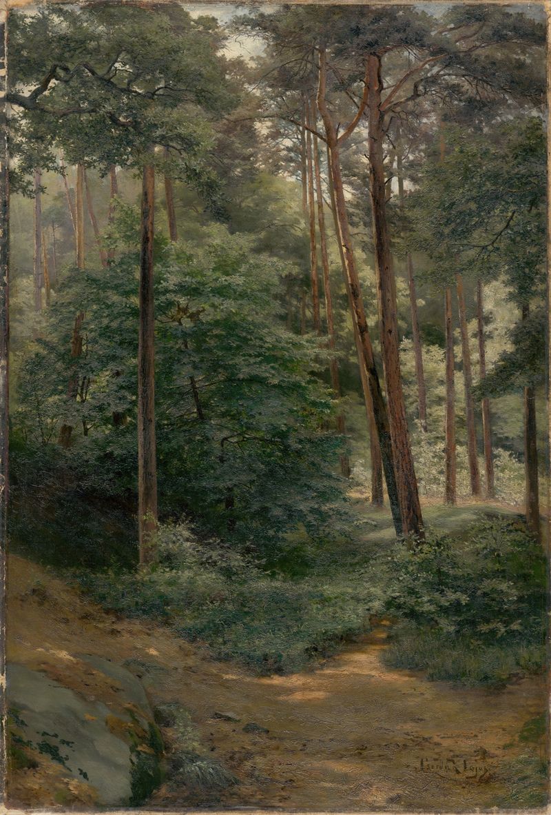 Forest landscape by Ľudovít Čordák, medium unknown