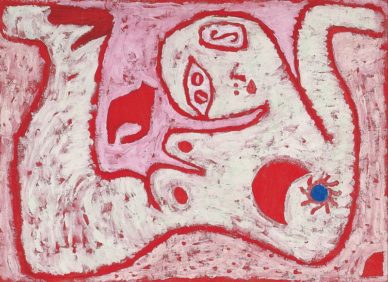 Figurative expressionism by Paul Klee, A Woman For Gods, vibrant colors and geometric shapes