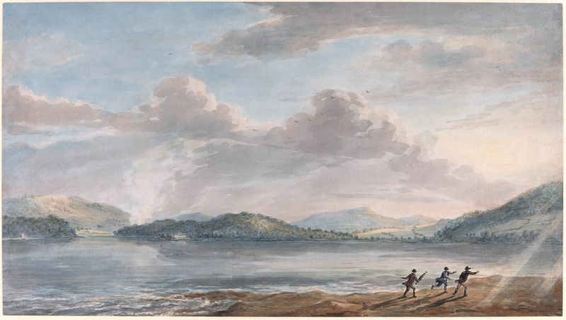 A Maré Subindo em Briton Ferry, aquarela sobre papel de Paul Sandby