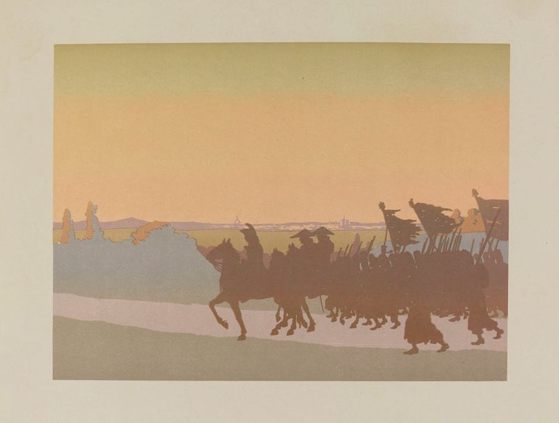 Les Volontaires-Le Retour, oil on canvas by Henri-Eugène Callot depicting weary soldiers on their journey home.