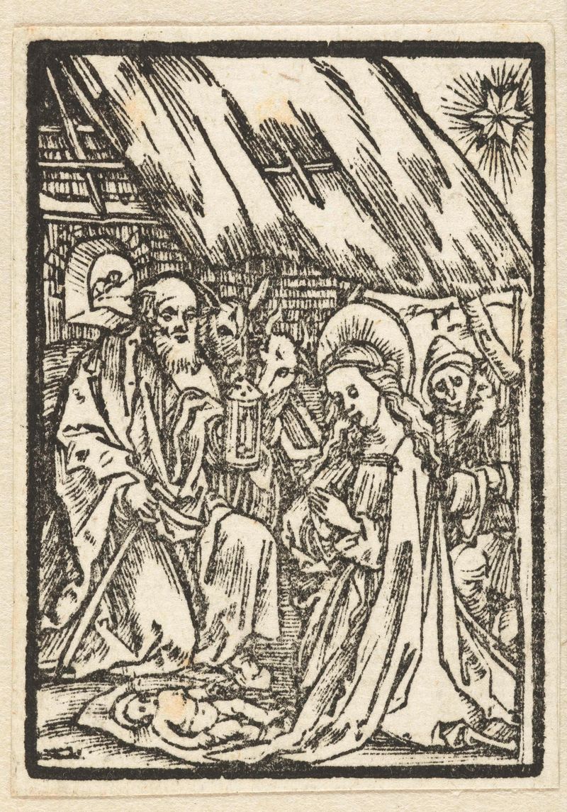 Aanbidding door de herders de Albrecht Dürer, obra em papel que retrata a Sagrada Família na luz celestial.