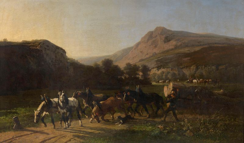 Paisagem nas Ardenas com Figuras e Animais, óleo sobre tela de Paul Van der Vin