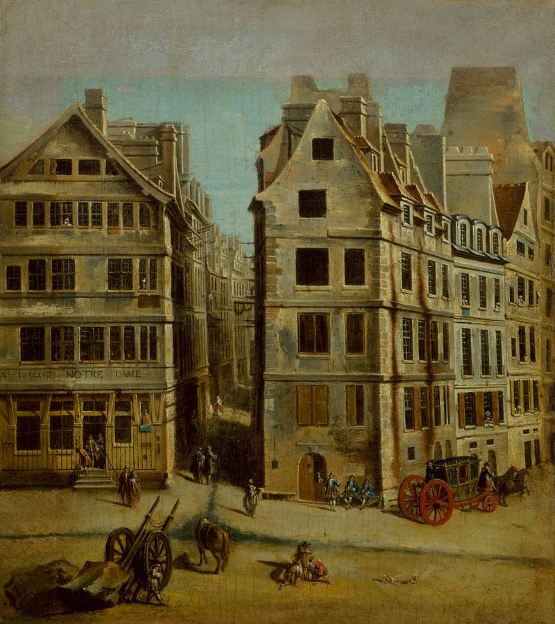 Genre scene of a lively cabaret gathering, oil painting by Nicolas Jean-Baptiste Raguenet.