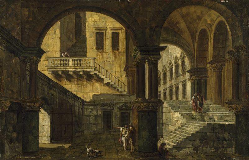 Courtyard in a Renaissance House, oil on canvas by Michele Marieschi