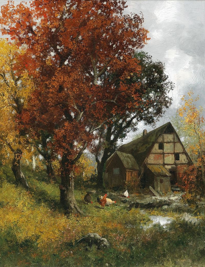 Autumn landscape with vibrant colors by Adolf Kaufmann, medium unknown