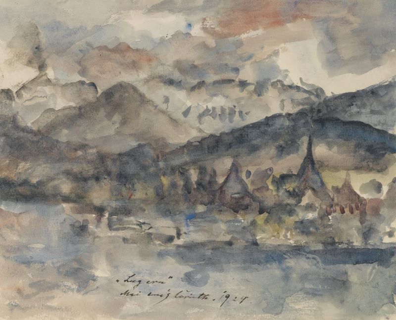 Blick Auf Luzern, óleo sobre tela de Lovis Corinth, retratando o Lago Lucerna com suaves ondulações e luz suave.