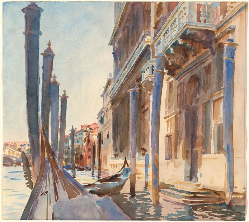 Gondola Moorings on the Grand Canal, óleo sobre lienzo de John Singer Sargent