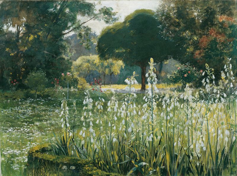 Botanical scene with vibrant hyacinths and gladiolus by Hugo Charlemont, oil painting