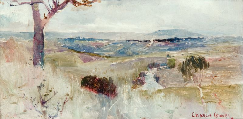 Landscape of Dandenongs by Charles Conder, oil on canvas