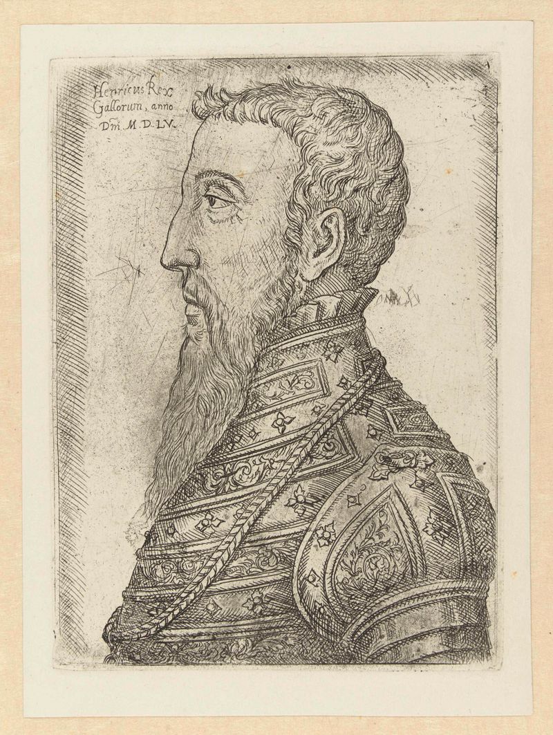 Portrait of Hendrik II, etching by Jan Cornelisz Vermeyen