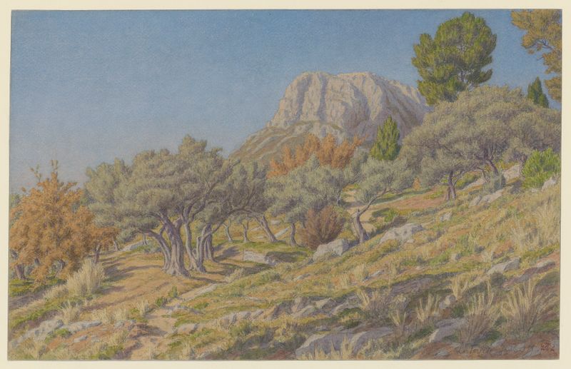 Paisagem com colinas e luz suave, pintura a óleo de Henri Rivière, 1932