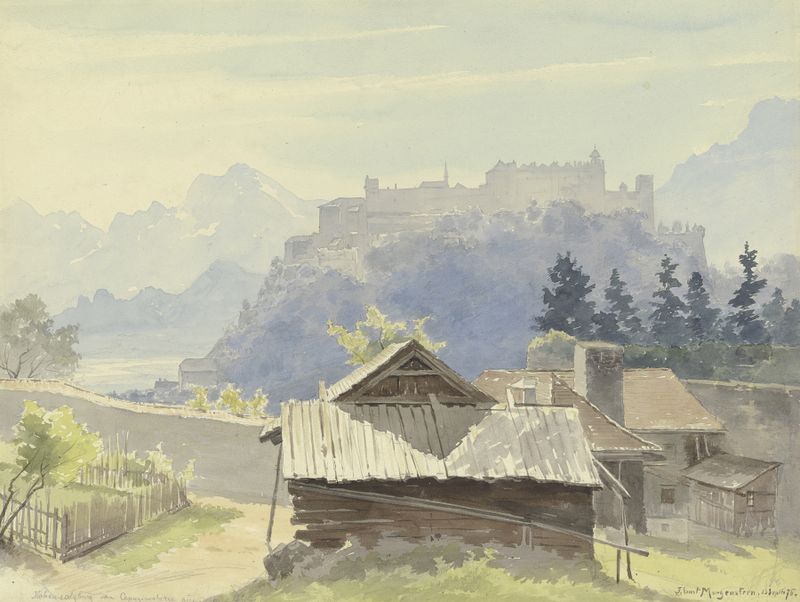Hohensalzburg vom Kapuzinerberg aus gesehen, oil painting by Friedrich Ernst Morgenstern