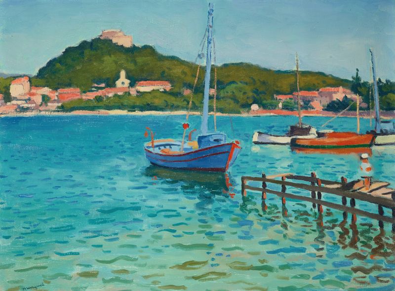 Paisagem de águas turquesas e luz de verão, óleo sobre tela de Albert Marquet